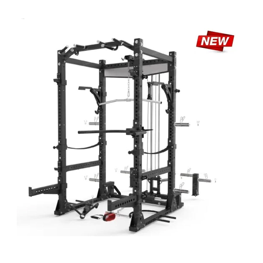 Warrior Gladiator 2.0 Pro Power Rack All-in-One Gym Cage with Lat