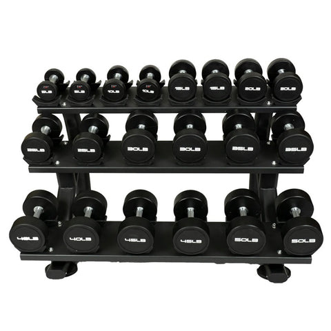 Warrior 10 Pair 3-Tier Pro-Style Dumbbell Saddle Rack