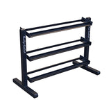 Warrior Rubber Hex Dumbbell Set w/ Rack (5-50lbs)