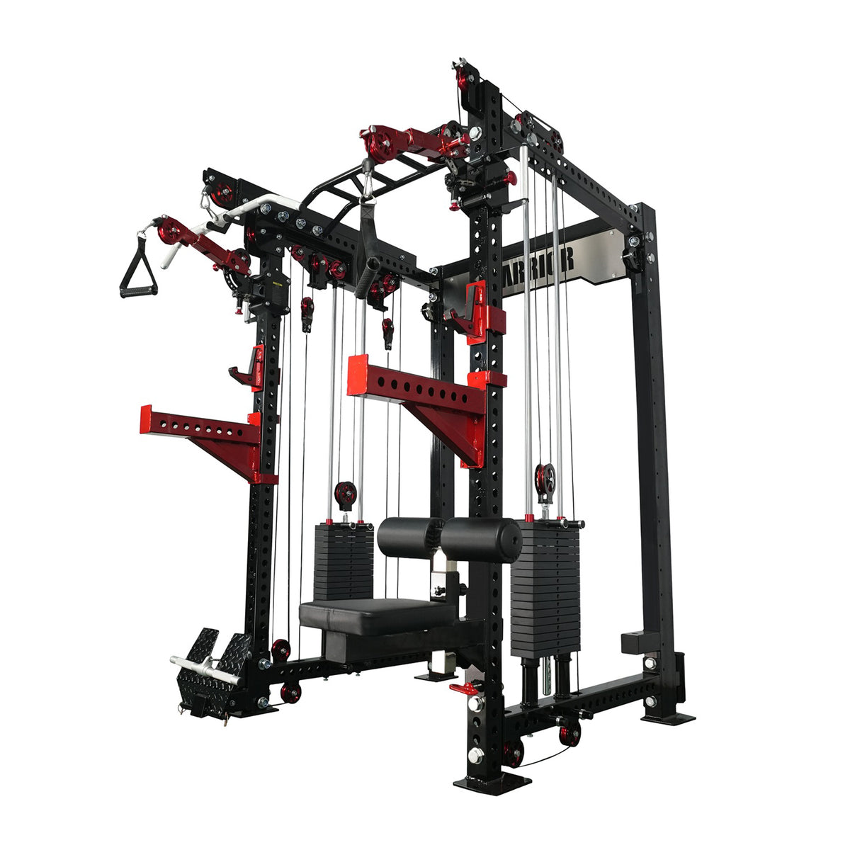 Warrior 3.5 Cable Crossover Pulley Power Rack Gym System w/ Lat Pulldo ...