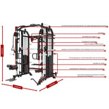 Warrior 801 Power Rack Cable Pulley Home Gym w/ Smith Rack