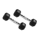 Warrior Rubber Hex Dumbbell Set w/ Rack (5-50lbs)